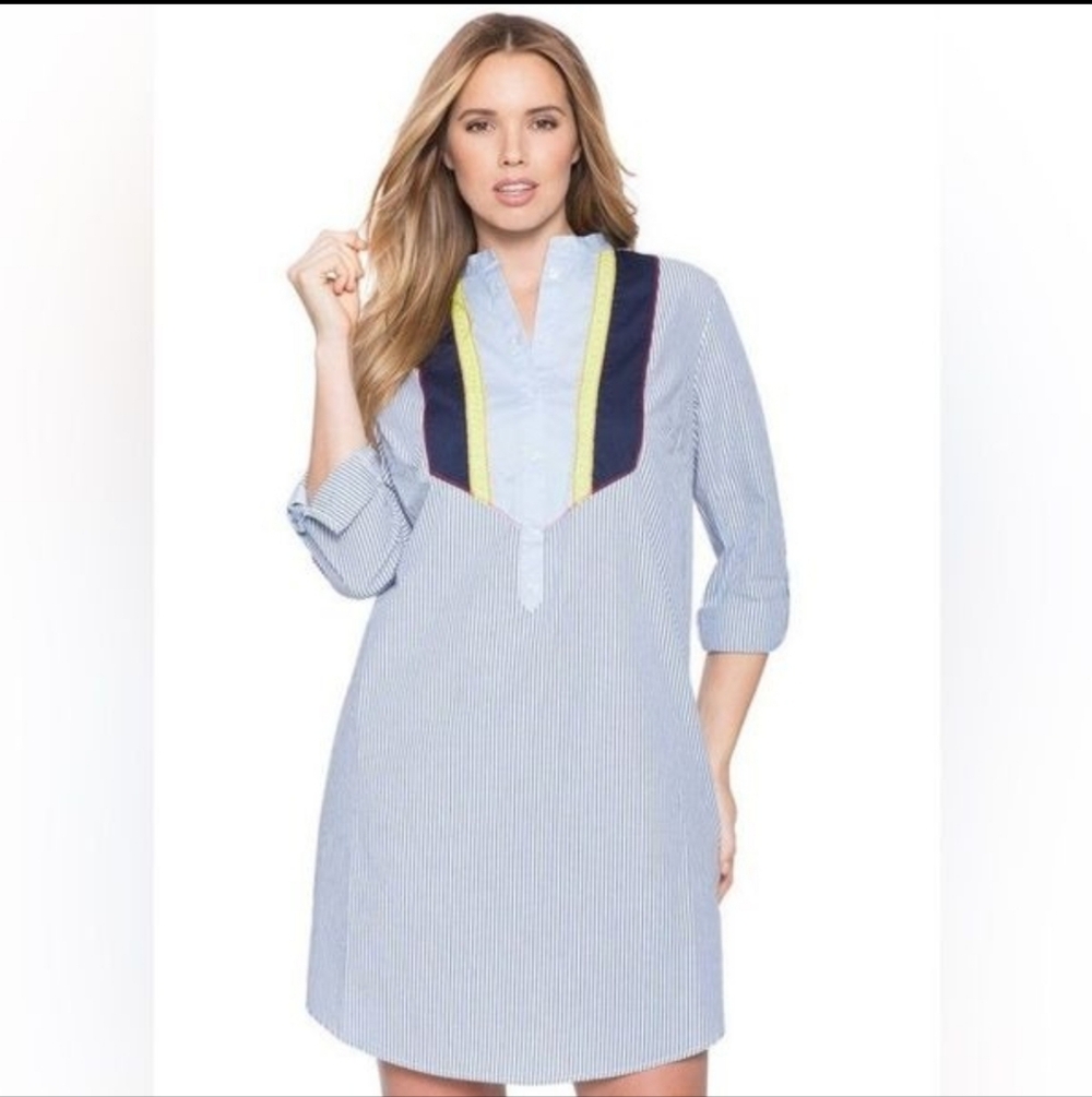 Eloquii Blue and White Striped Dress